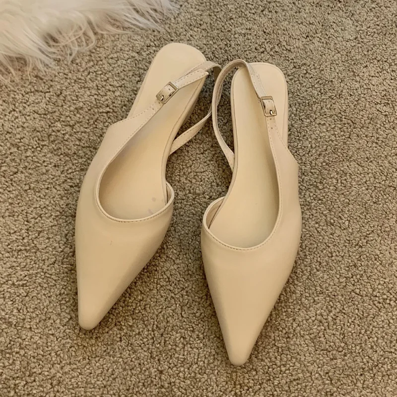 

Flat Heels Women's Shoes 2022 Summer Shoes Women Stiletto Sexy Pointed Toe Shallow Mouth Back Strap Casual Female Footwear