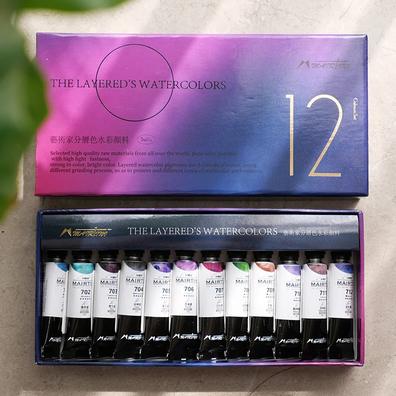 

Набор Martini 12 цветов 5 мл Класс Художника. Осадитель, минерал, специальные цвета, прозрачная трубка, краска, акварельные краски