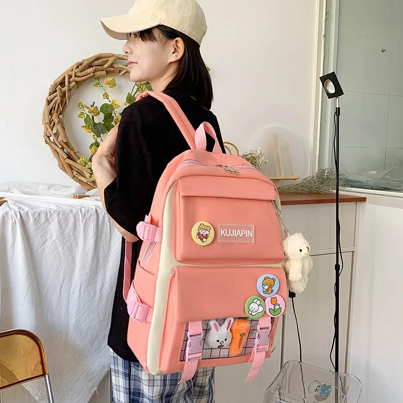 4 Pcs Set Backpacks For Teenagers Girls Canvas Kawaii Student Book bags Summer Cute children school bags kids Bagpack Mochila
