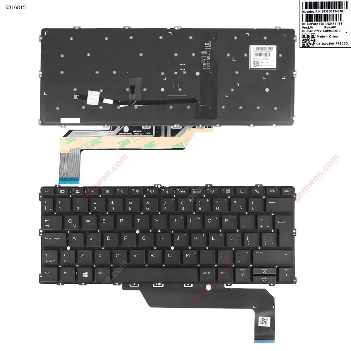 LA Laptop Keyboard For HP EliteBook 1030 G2 x360 BLACK With Backlit Board