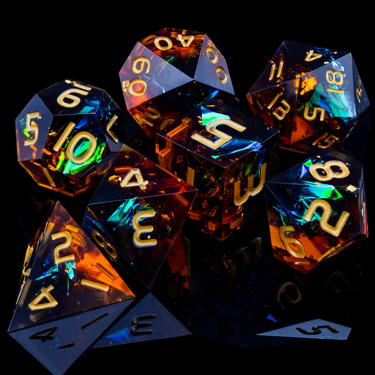 D6 Dnd Sharp Edge D20 ролевая полигедральная D и Зеленая Смола набор игральных костей для