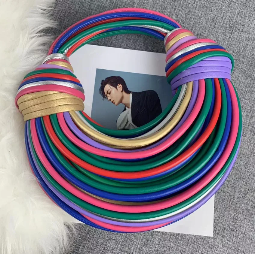 Женский клатч Line Bundle Золотая сумочка Серебряная сумка через плечо Роскошная с