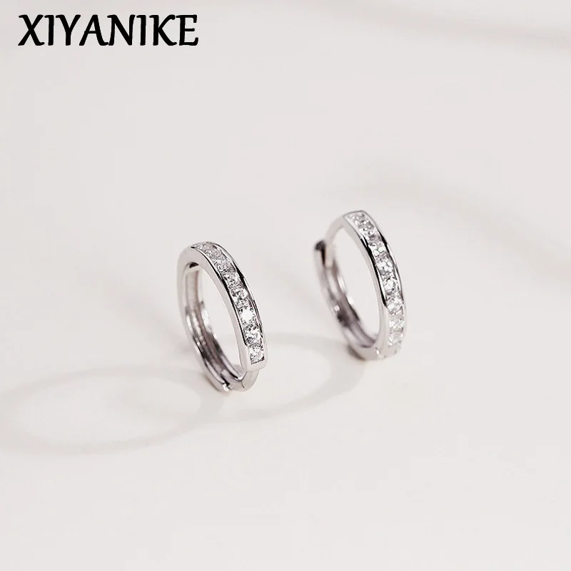 

XIYANIKE Korean Round Zircon Hoop Earrings For Women Girl Fashion New Jewelry Bosom Friend Gift Party Birthday серьги женские