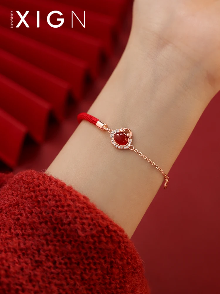 Браслет Xign из агата Lucky Lock стерлинговое серебро 925 пробы год судьбы 2025 змея