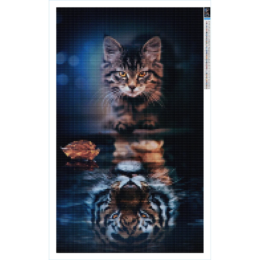 5D Diamond Painting Full Drill Tiger Mosaic Cat's Reflection Embroidery Kits Diy Rhinestones Home Decor Gift | Дом и сад