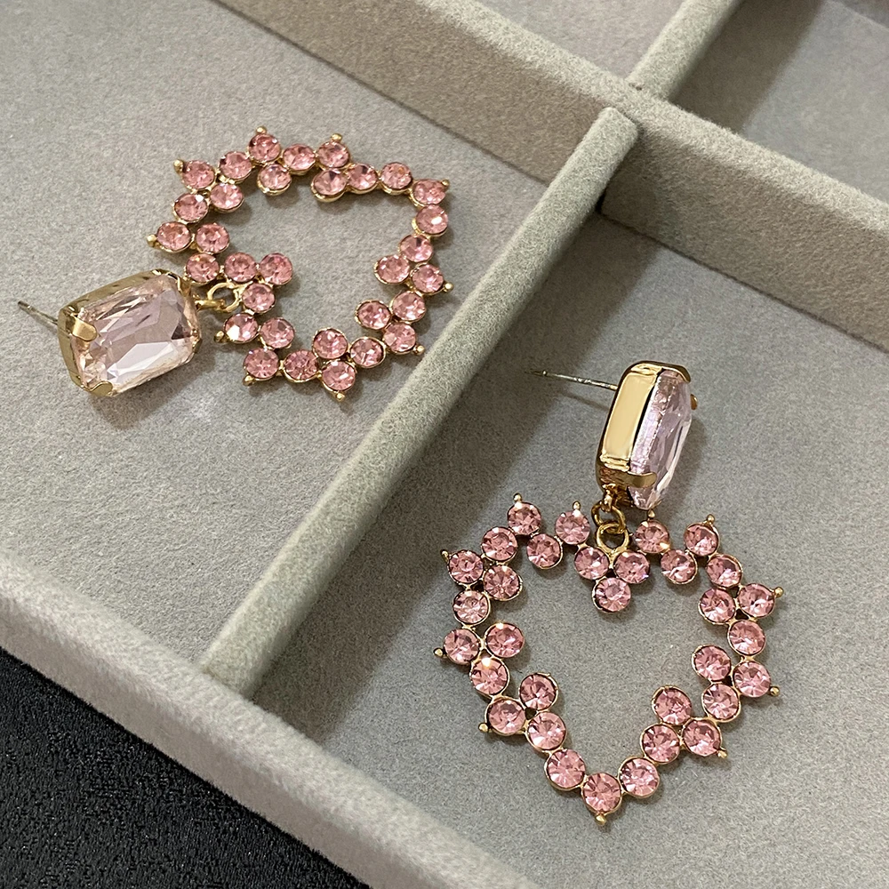 Изысканные блестящие серьги Lifefontier с подвесками в виде сердечек для женщин