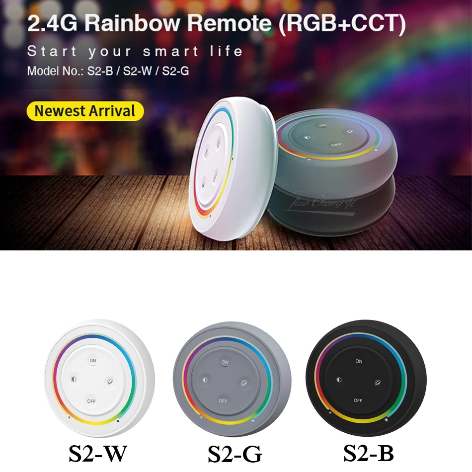

2.4G Rainbow Remote RGBCCT LED Controller Round White/Black/Gray Dimmer for Milight RGB+CCT LED Light Bulb Lamp Control MiBoxer