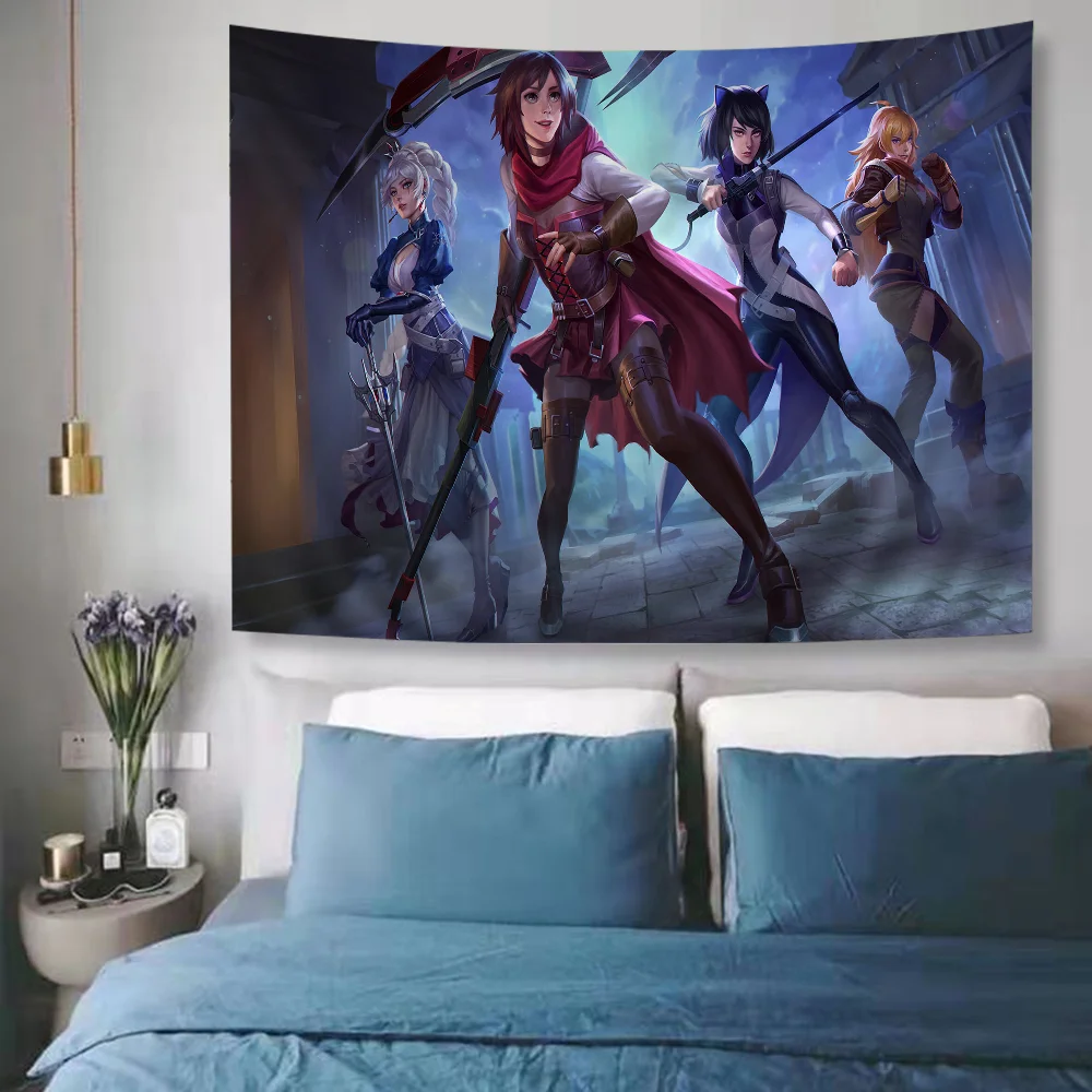 Cartoon R-Rwby Hanging Bohemian Tapestry Tarot Hippie Wall Rugs Dorm Home Decor