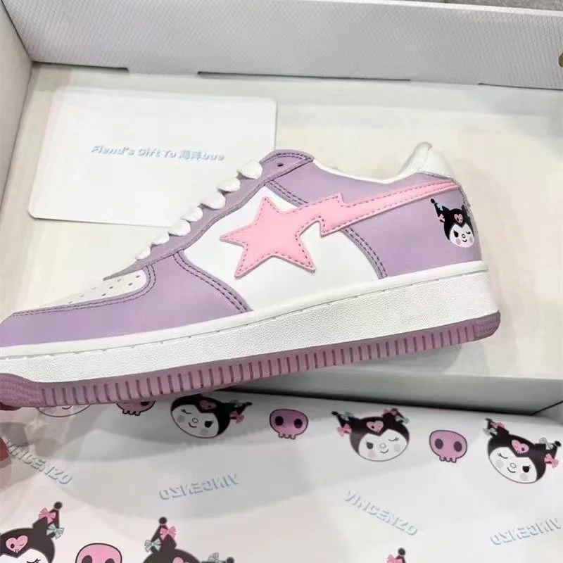 2023 Kawaii Sanrio Shoes Kuromi Y2K Casual Pink Sneakers Students Flat Bottom Full with Harajuku Shoes Beauty School Girls Gifts