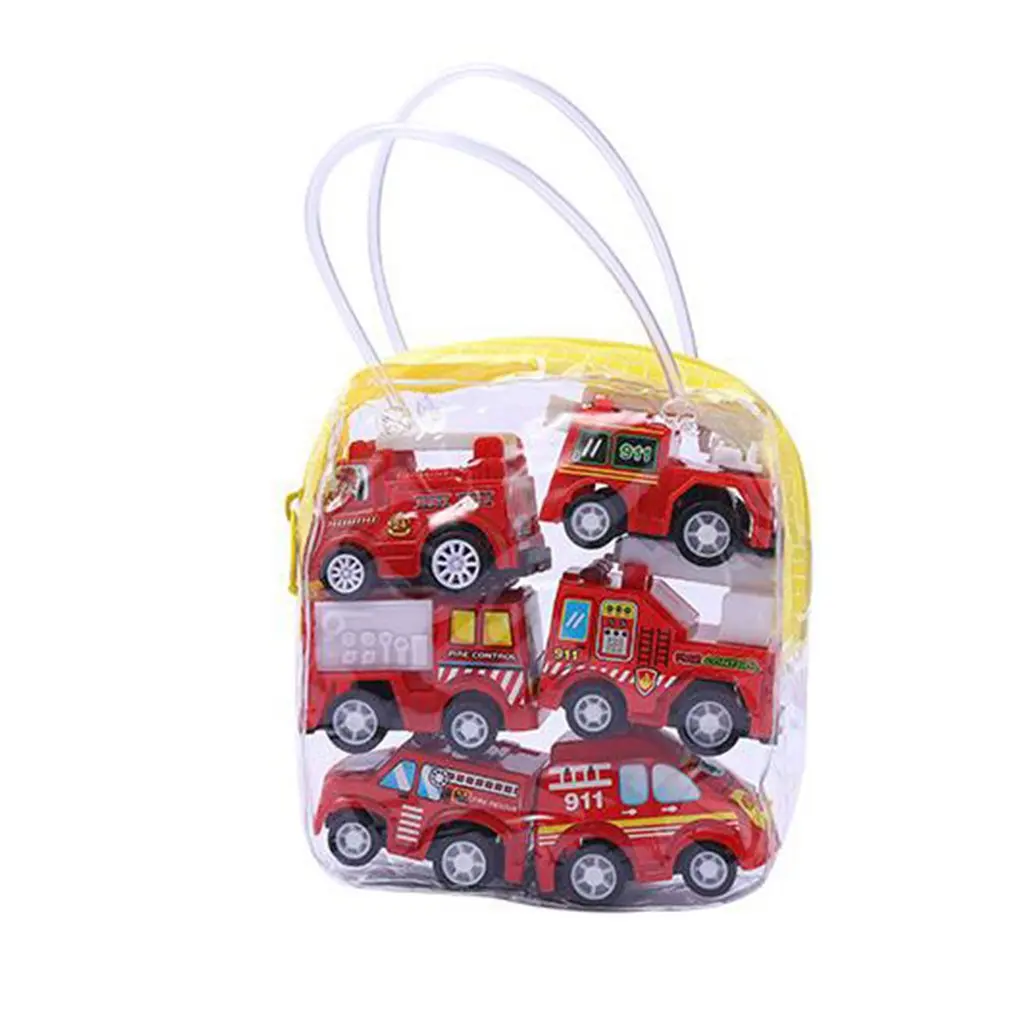

Children's Toy Car Mini Pull Back Car Inertial Engineering Vehicle Set Friction Power Fire Truck 6 Piece Set