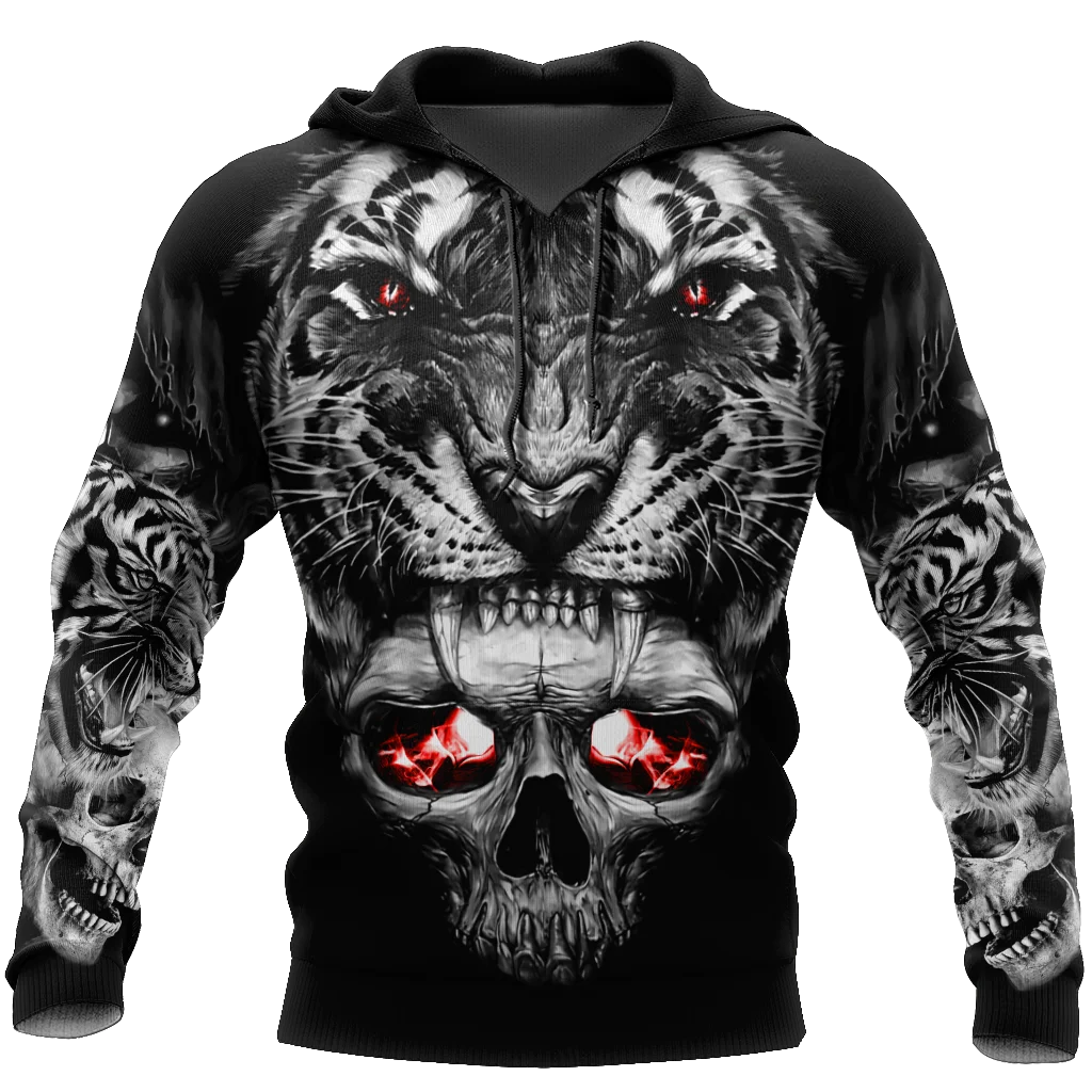

Fashion Spring Autumn Lion Hoodies White Tiger Skin 3D All Over Printed Men's Sweatshirts Unisex Pullover Casual Jacket Hooded