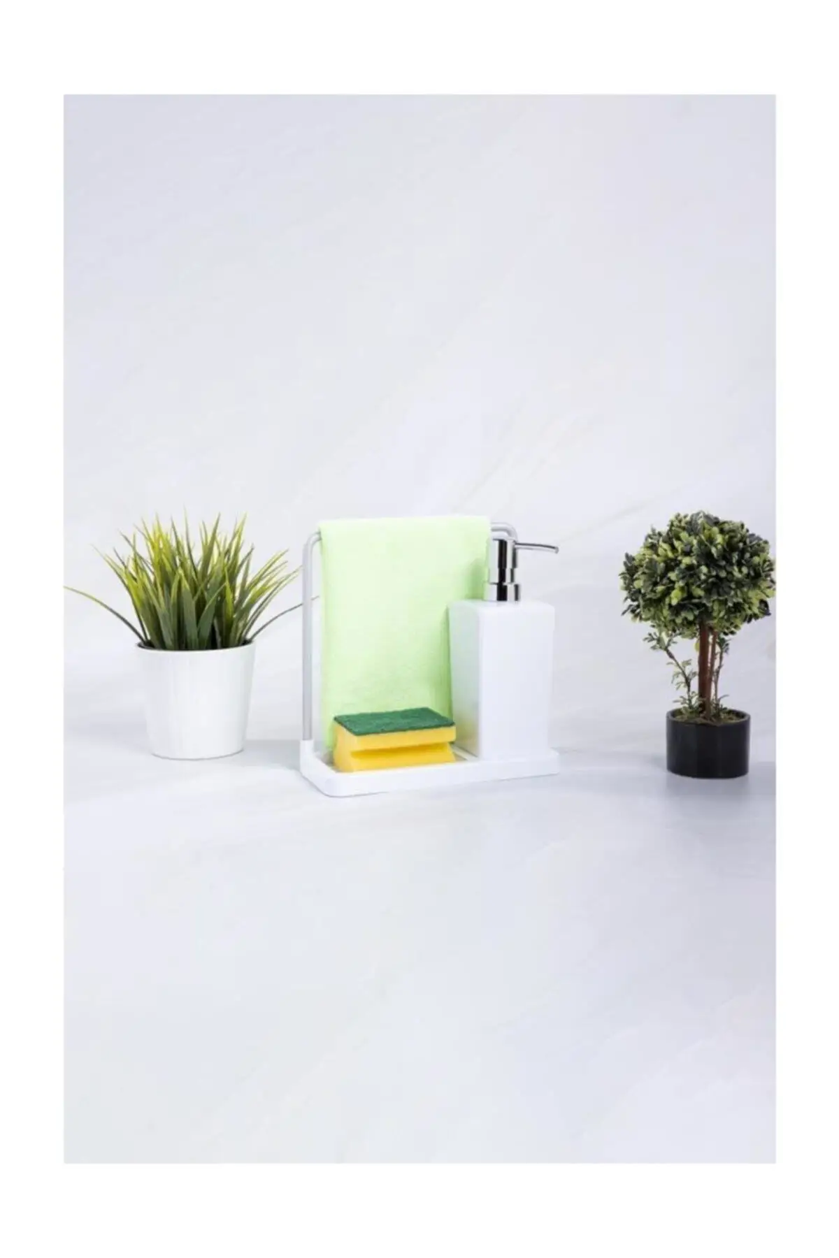 

Soap Pump Dispenser Box Kitchen Dish Liquid Soap Press Box with Sponge Holder Container