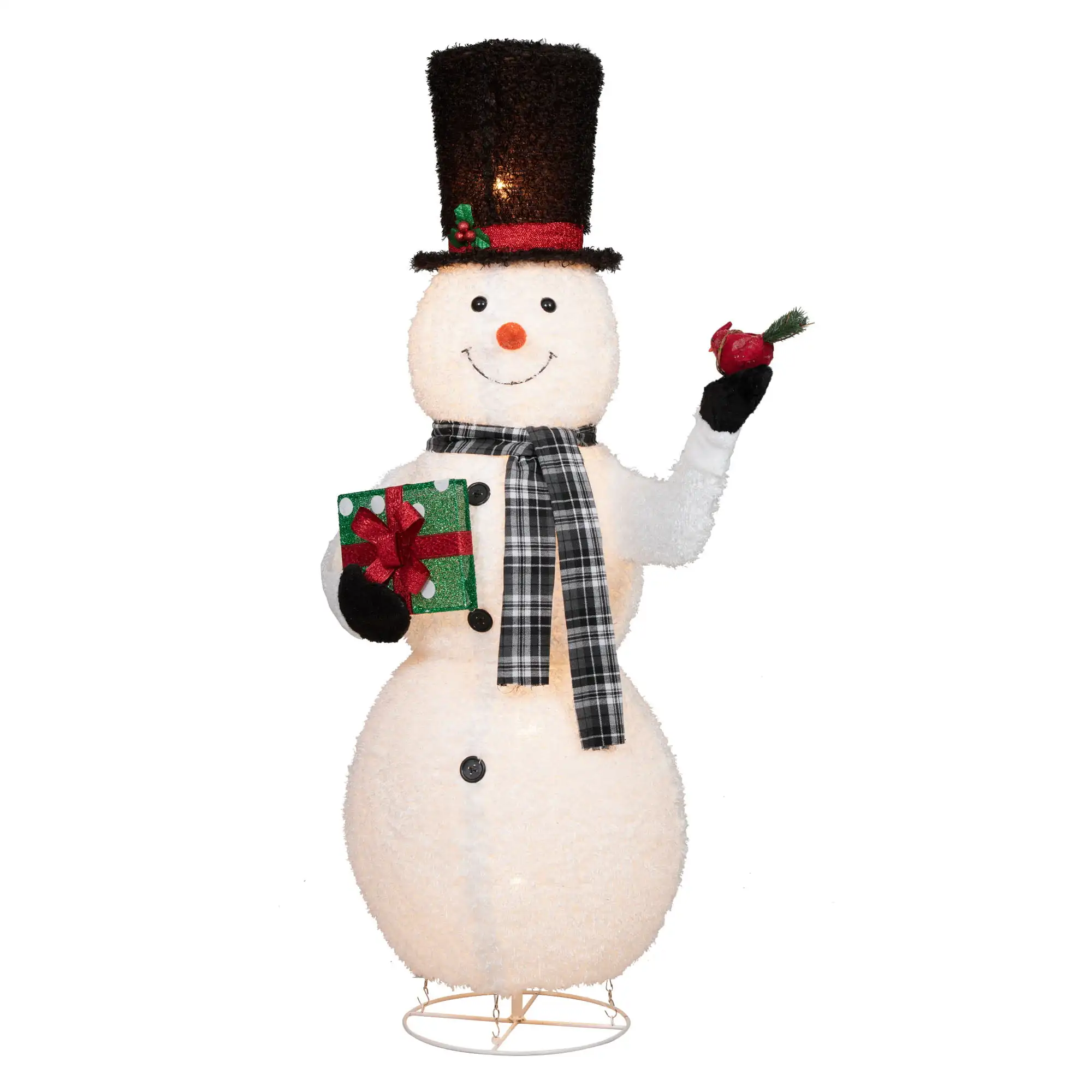 Holiday Time 66-Inch Indoor Outdoor Lighted Pop-Up Snowman, with Cardinal