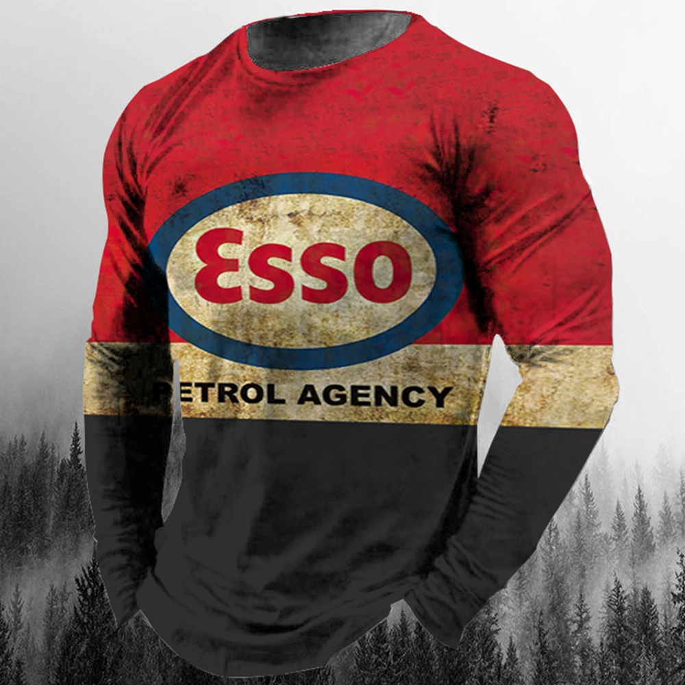 

Футболка мужская оверсайз с принтом монограммы, Модная хлопковая тенниска с длинным рукавом, свободная винтажная повседневная майка с 3d ри...