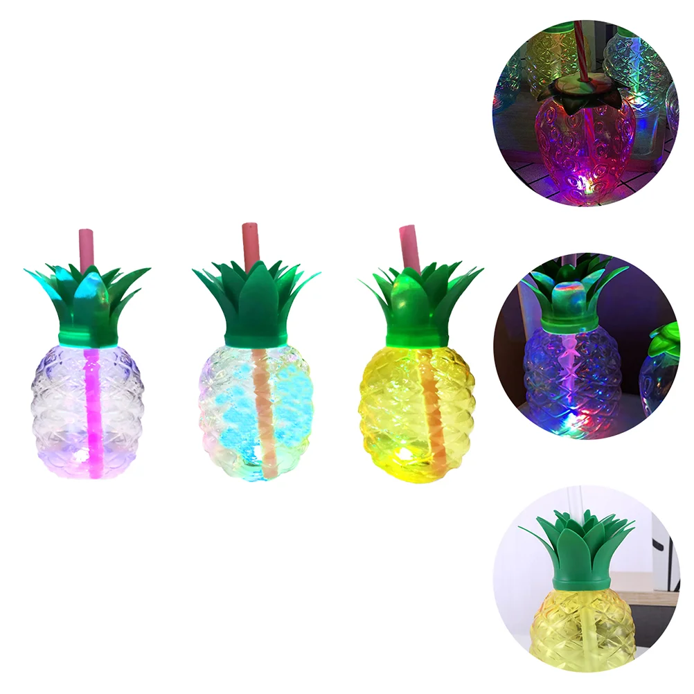 

Cups Pineapple Party Cup Hawaiian Drinkinglight Luautumbler Led Strawdecorations Drink Tropical Theglow Dark Beach Lid