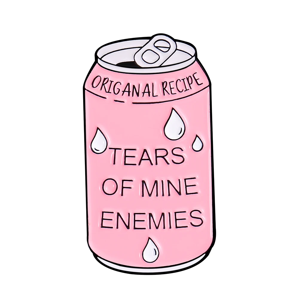 

Tears of Mine Enemies Enamel Pins Pink Pop Can Brooch Laple Badges Funny Jewelry Gift for Friends Kids