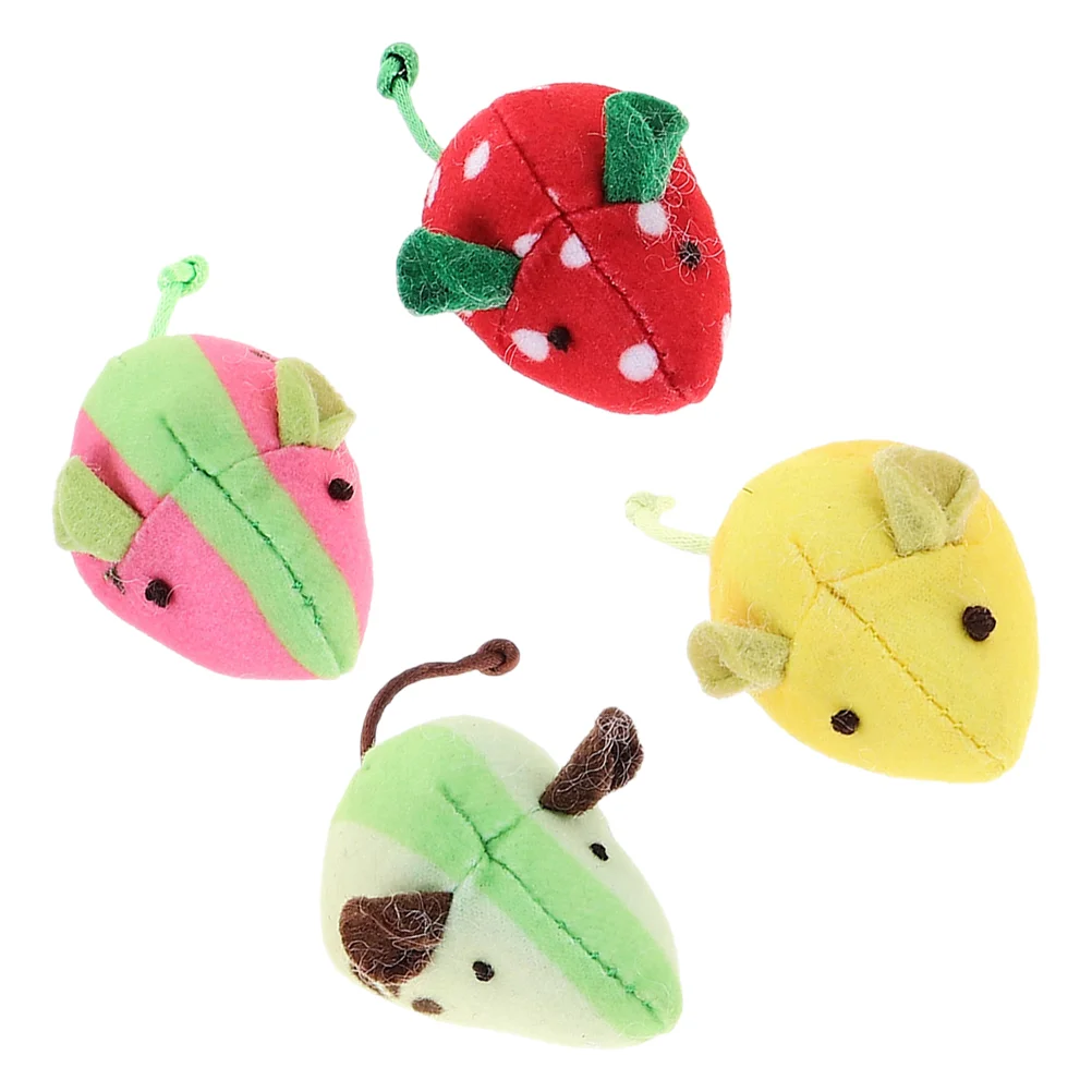 

4 Pcs Mouse Cat Toy Cartoon Modeling Fruit Mice Toys Soft Chew Catnip Plush Kitten Interactive