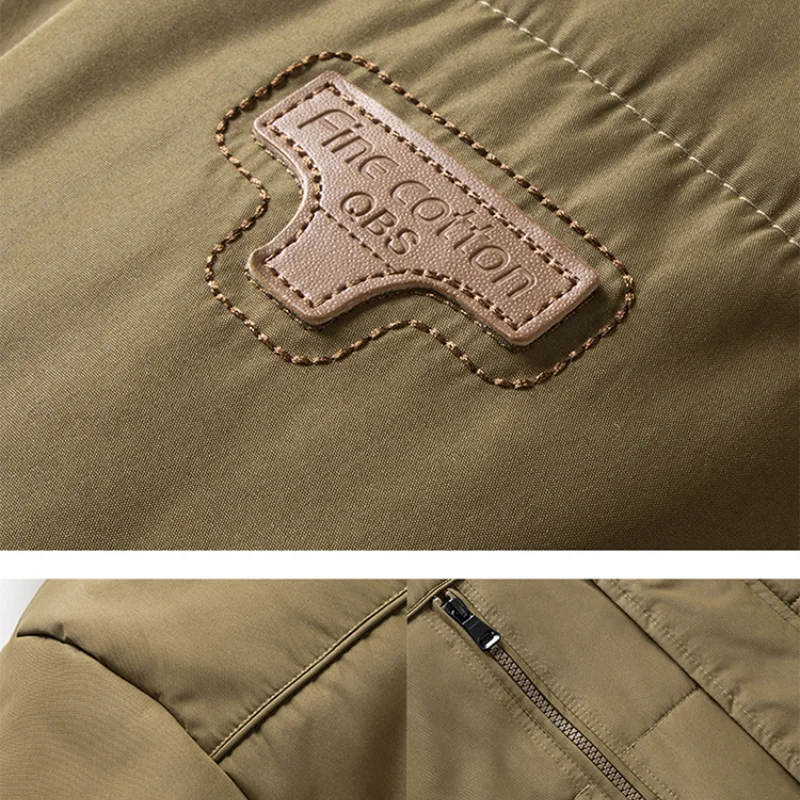 Men's Clothing Velvet Padded Cotton Coat Fur Collar Warm Clothing Winter Coat for The Elderly Oversized Cotton-padded Men