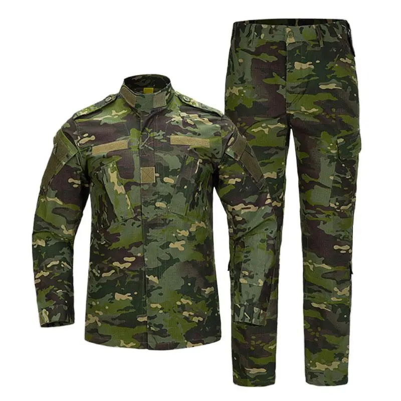 

outdoor commuting combat training multi-pocket suit casual cargo shirt+trousers suit men's camouflage tactical military uniform