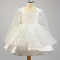 european and american childrens wedding dress womens long sleeved lace performance dance host birthday shaggy skirt