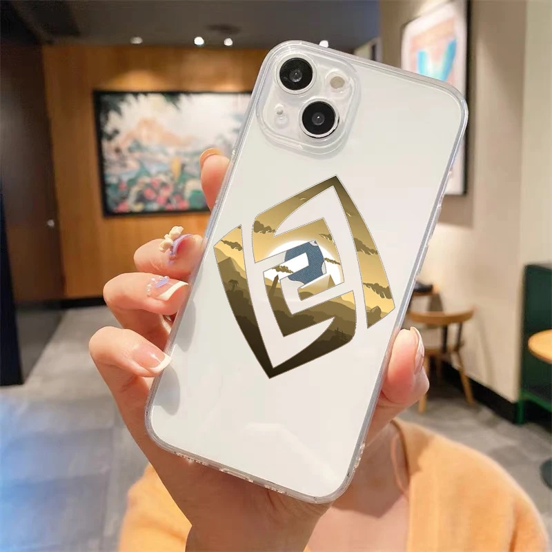 Genshin impact Logo Luxury Transparent Phone Case For iPhone 14 13 12 11 Pro Max XS X XR SE3 7 8 Plus Shockproof Cover Fundas