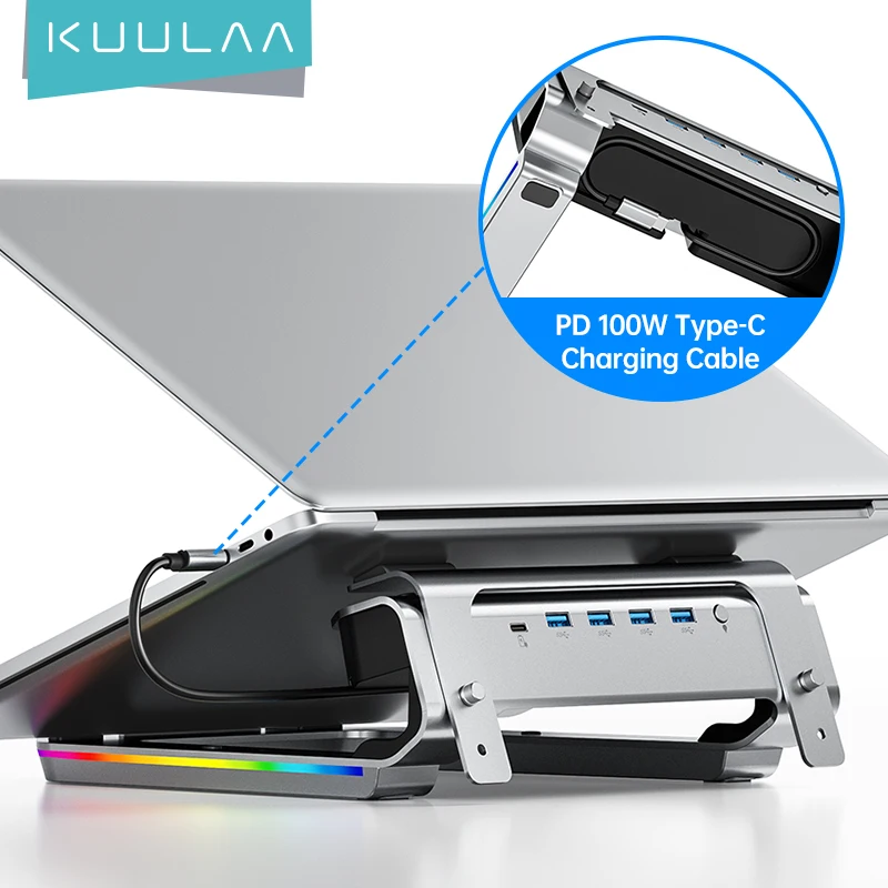 Док-станция KUULAA для ноутбука usb-хаб USB C 4 порта 3 0 10 RGB подсветки быстрой зарядки