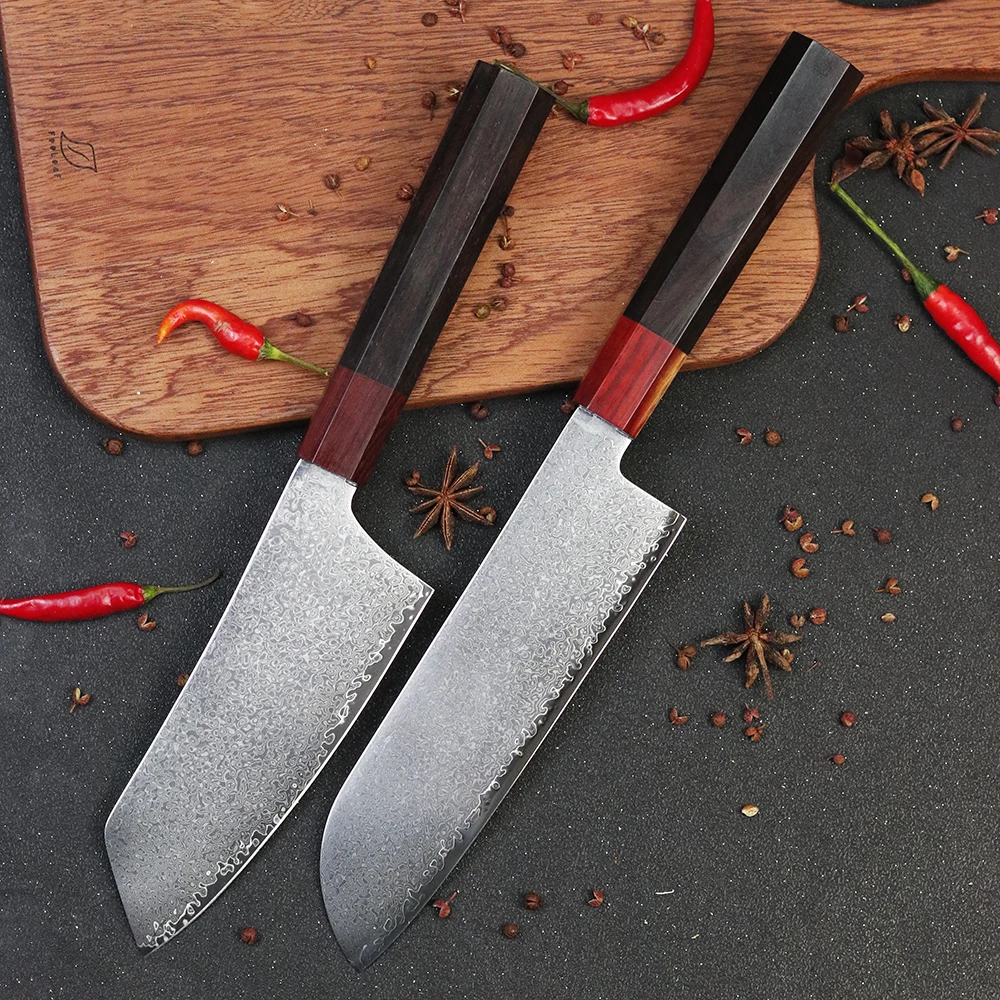 

Star Anise Ebony Handle 67 Layers Damascus Steel VG10 Kitchen Knife 2-Piece Set Professional Slicing Cooking Knife Best Gift