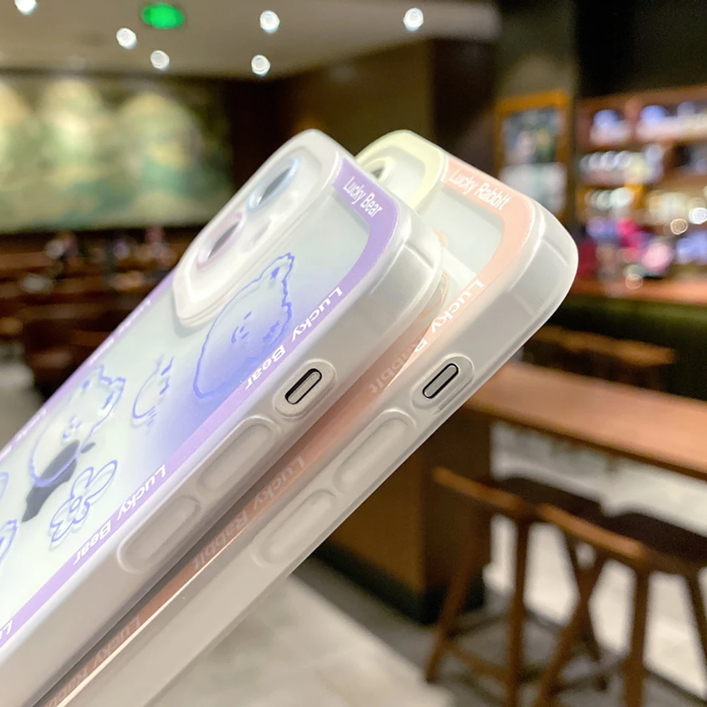 cute bear bunny phone case for iphone 13 pro max case iphone 11 12 pro 8 7 plus x xr xs max 12 13 mini se soft cover clear soft free global shipping