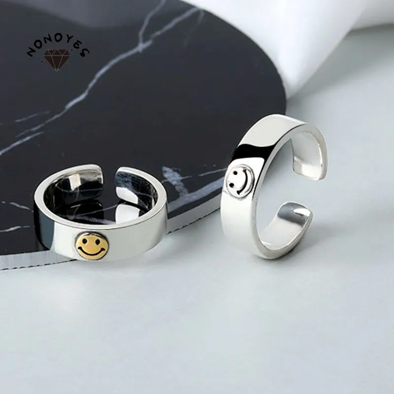 

Nonoyes Punk Hip Hop Men Silver Color Smiley Viking Adjustable Ring Fashion Unique Gothic Party Popular Jewelry Gift Wholesale