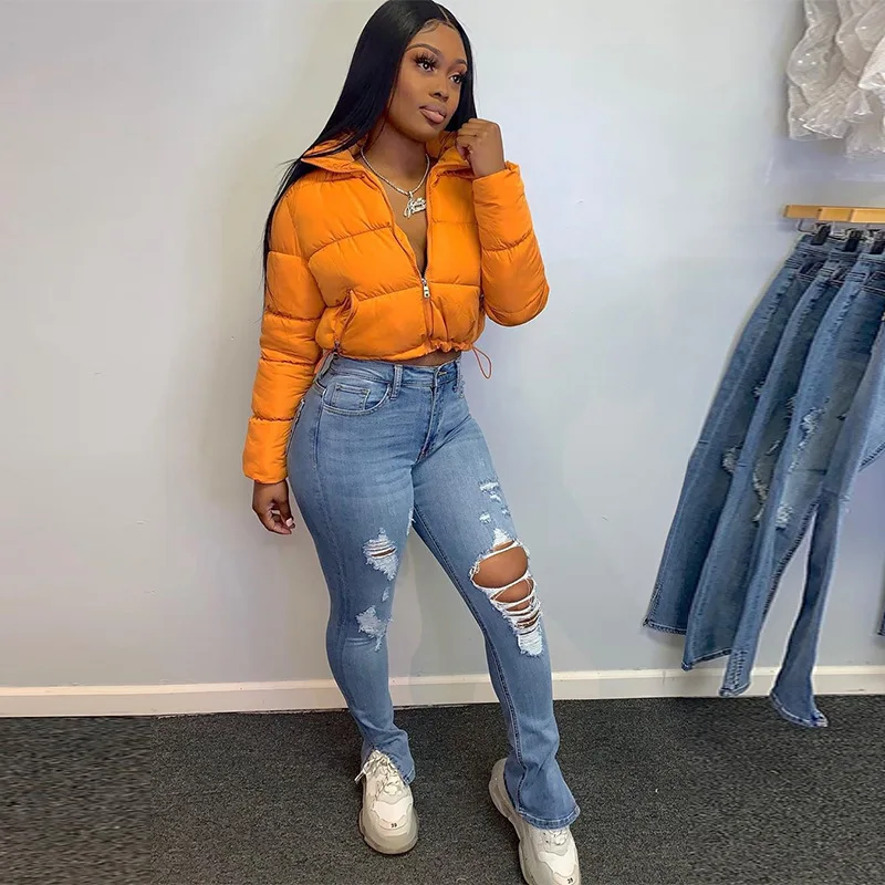 Bread Suit Solid Color Cardigan Stand Collar Long Sleeve Zipper Cotton Coat Warm Hand Plug Autumn and Winter Women's New