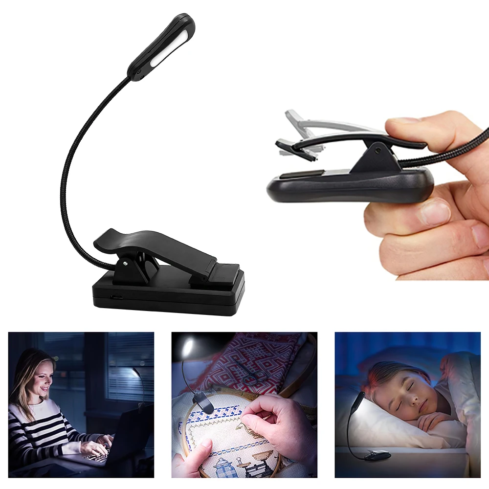 

Светодиодная лампа с зажимом для чтения, приглушаемый светильник с регулируемой цветовой температурой, миниатюрный светильник для учебник...