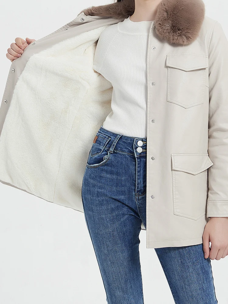 Новинка Демисезонная женская куртка Lagabogy из искусственной кожи дизайнерское