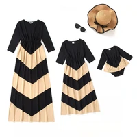 striped mommy and me clothes family look spring mother daughter baby matching dresses long sleeve woman girls dress outfits