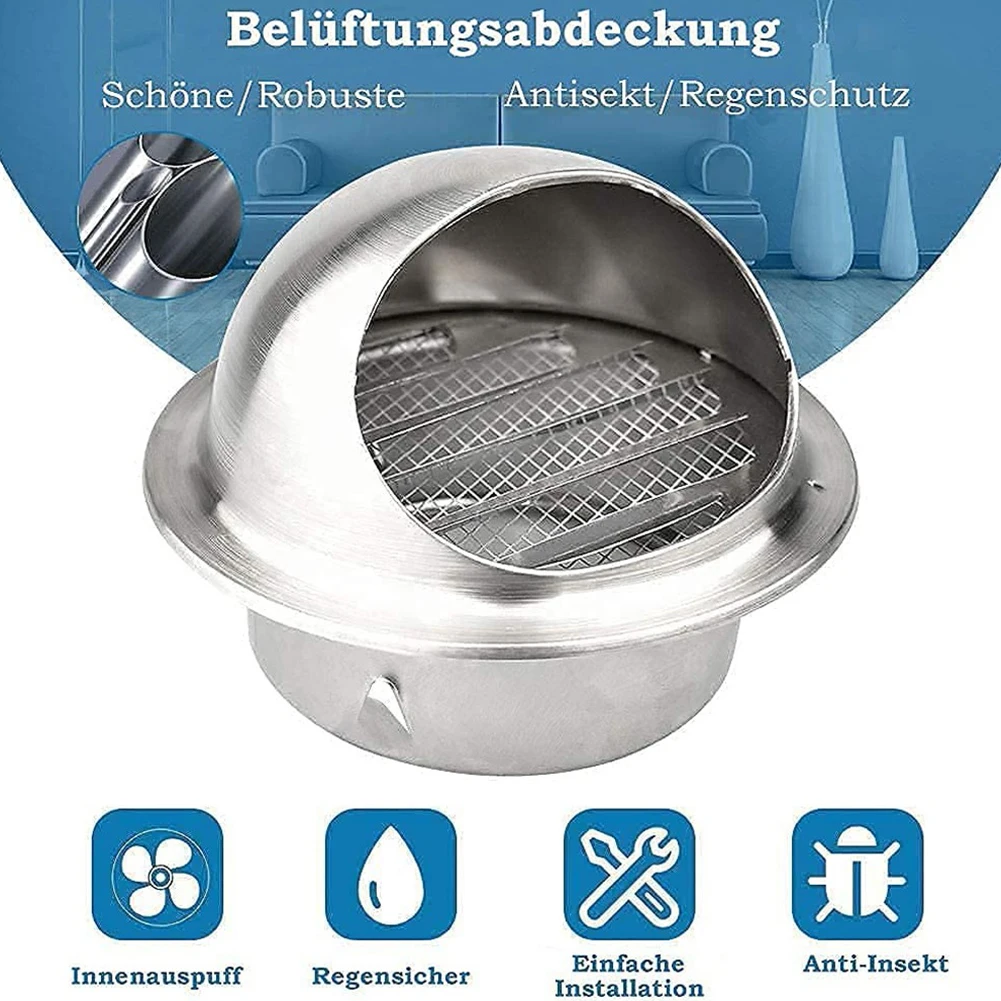 

Stainless Steel Round Brushed Bull Nosed External Extractor Wall Vent Outlet For Bathroom Office Ventilation Grid