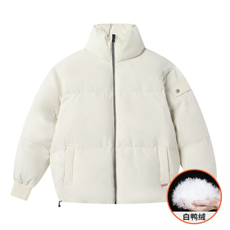Winter Men Short Down Jacket Versatile Stand Collar Warm White Duck Down Men Women's Coats