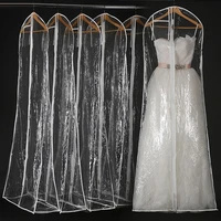 6 pcslot pvc clear storage bag wedding dress hang pouch thick clothes dustproof cover garment for bridal gown large case
