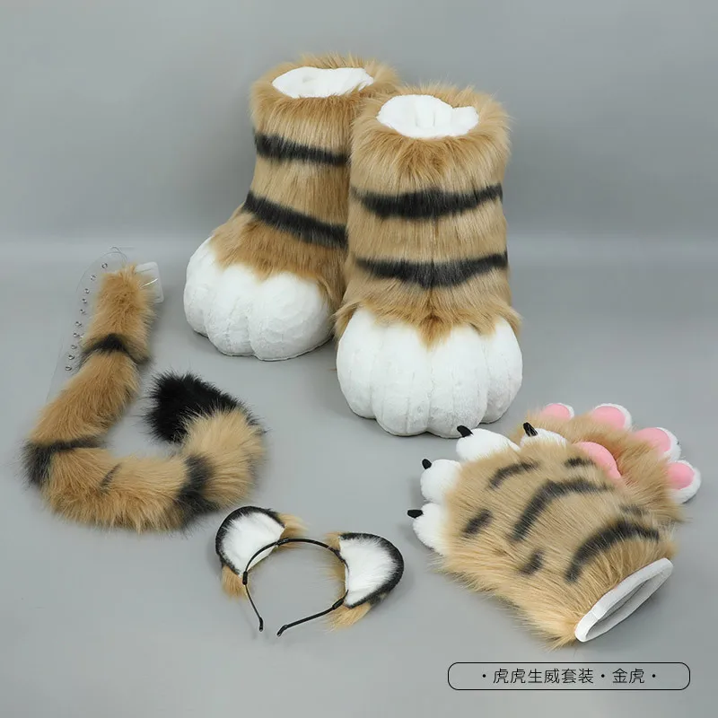 New Fursuit Wolf Claw Tail Kemonozume Cosplay Costumes Props High Quality Sets Plush Tiger Fashion Men Women