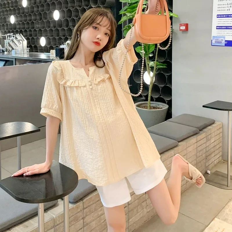 

Spring 2022 Maternity short sleeve shirt large size maternity dress2022