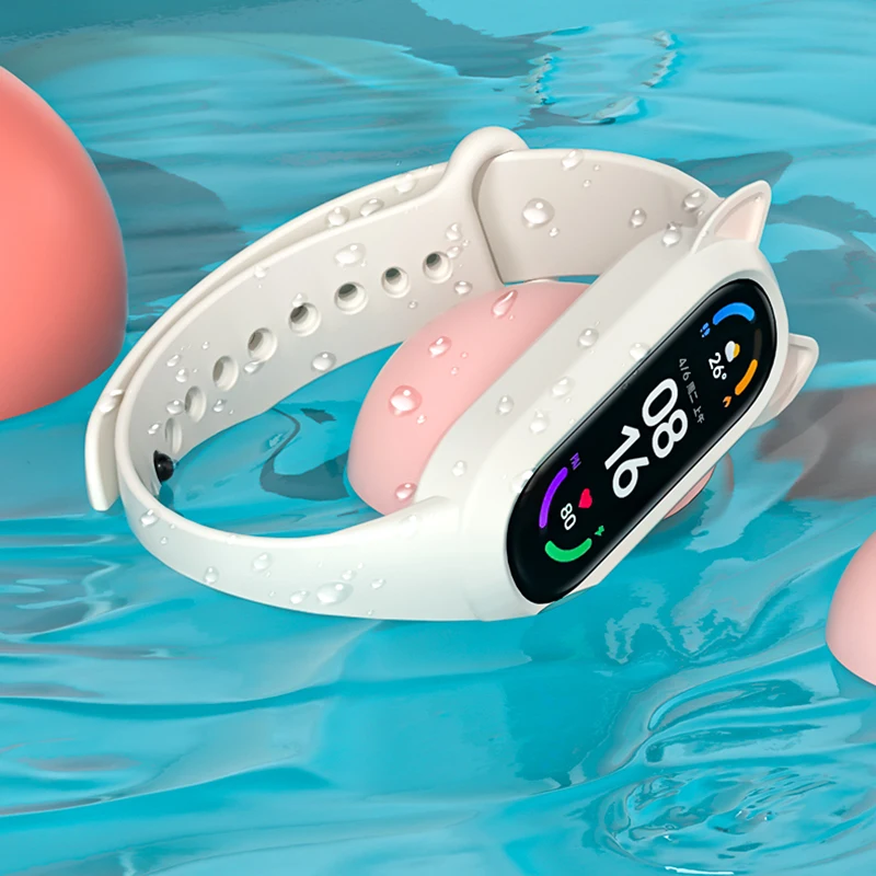 Ремешок с кошачьими ушками для Xiaomi MiBand 3 4 5 6 сменный ремешок из ТПУ Для Band