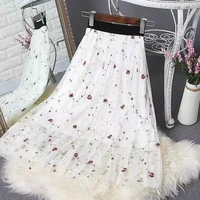 new long maxi steampunk elastic skirts women pluse size tulle ruffled mesh lace midi gothic corset pleated skirts longclothes