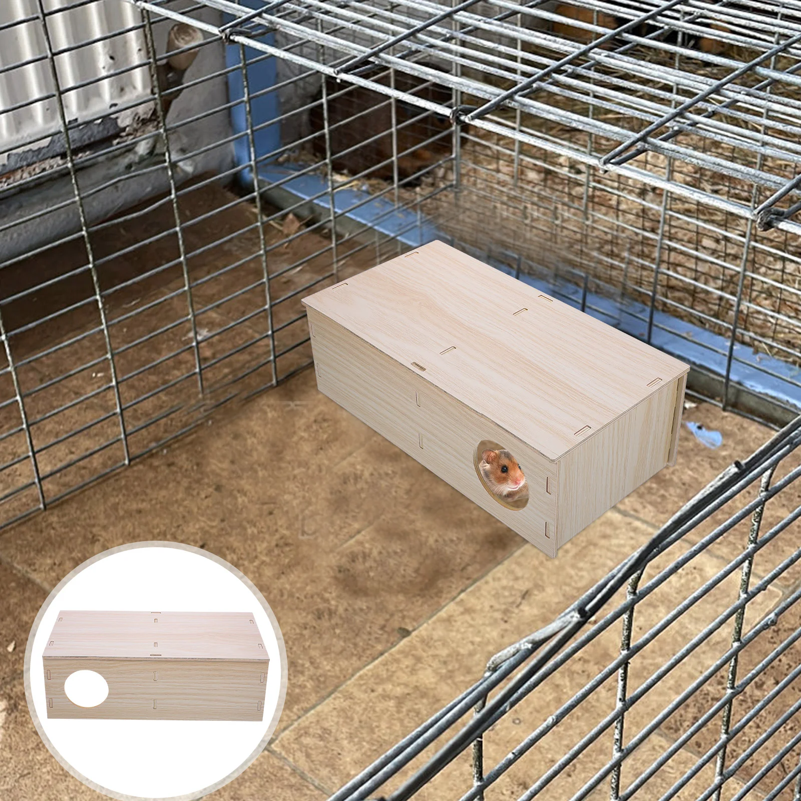 

Hamster Hut Hamsters Hideout House Mini Rat Cage Wooden Chinchilla Toys Houses Delicate Hideouts Home
