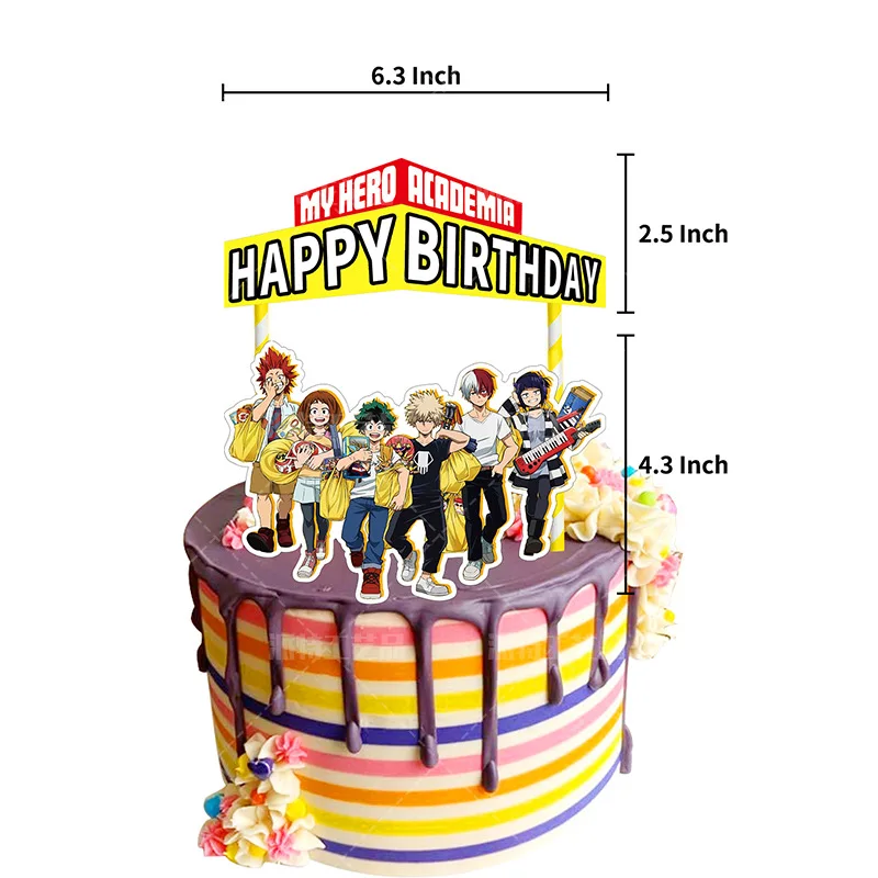 

my hero academia Decorations Baby Shower Kids Child Boys Favors Happy Birthday Party Cake Topper With Sticks 1pcs/lot