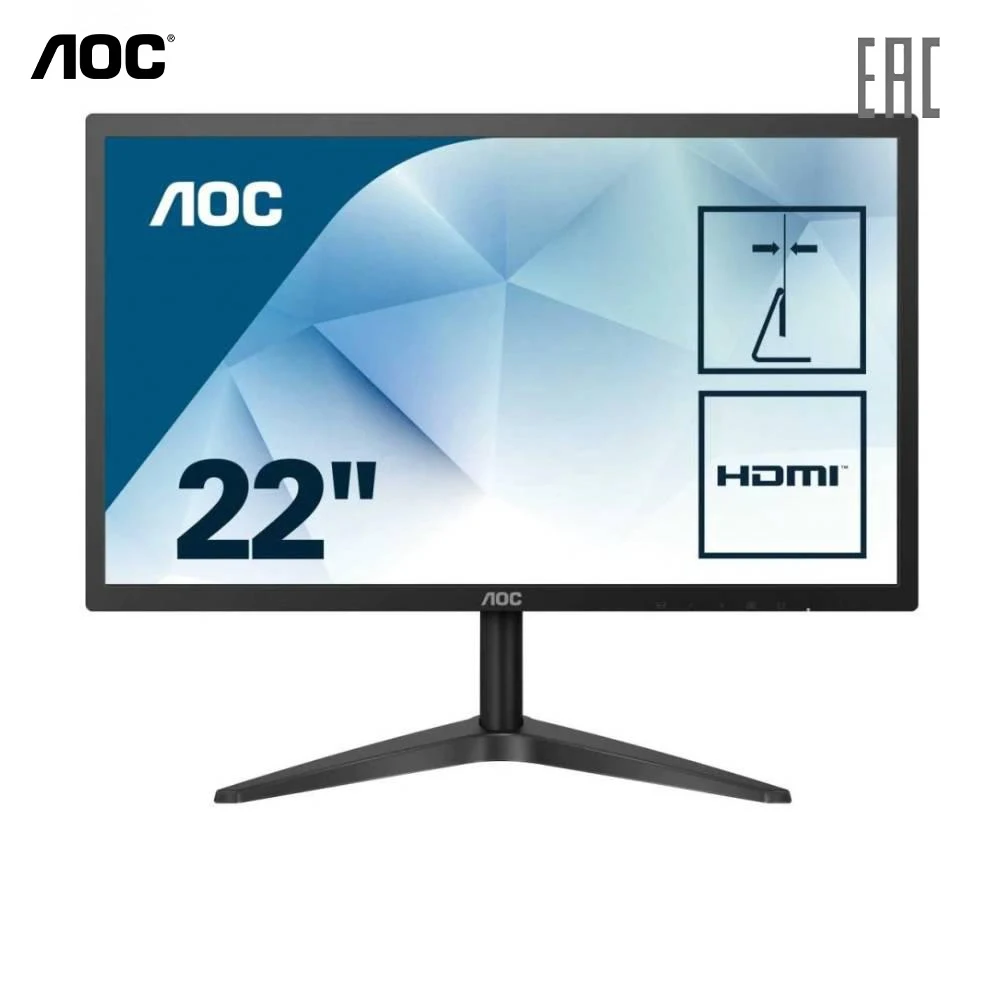 Монитор AOC 22B1H 21.5&quot 16:9 FHD TN 250cd m2 H170° V65° 1000:1 20M:1 16.7M 5ms VGA HDMI | Компьютеры и офис