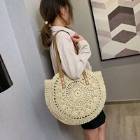domil103 fashion women summer soft straw shoulder bag white larger capacity cotton weaving embroidery beach tote bag vacation ym