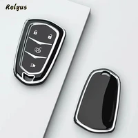 soft tpu car remote key case cover shell for cadillac ats l xts xt5 cts ct6 ats 28t srx escalade protector keychain accessories