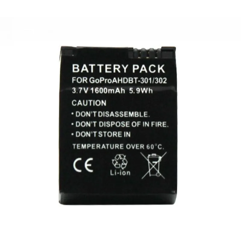 Фото Аккумулятор для экшн-камеры 3.7V 1600mAh AHDBT-301/302 для GoPro Hero 3 3+, перезаряжаемые аккумуляторы AHDBT 301 201, аксессуары №4