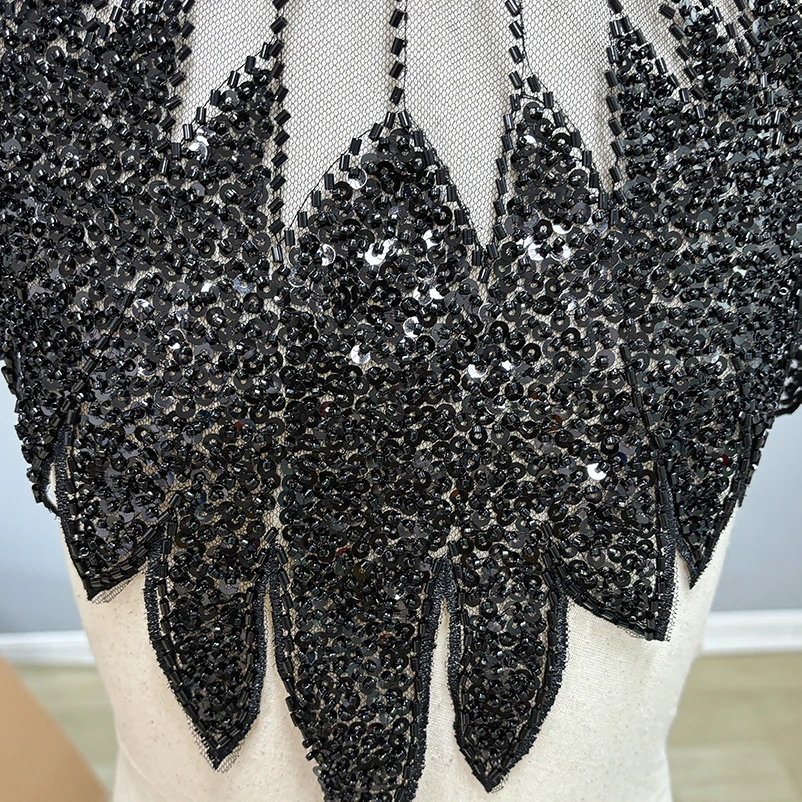 Новый Дизайн Вышитое Кружево С Зелеными И Черными Блестками Сделай Сам Пришивные