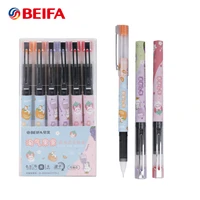 beifa 6pcs kawaii straight liquid gel ink pen smoothly needle tip 0 5mm for school supplies stationery office accessories
