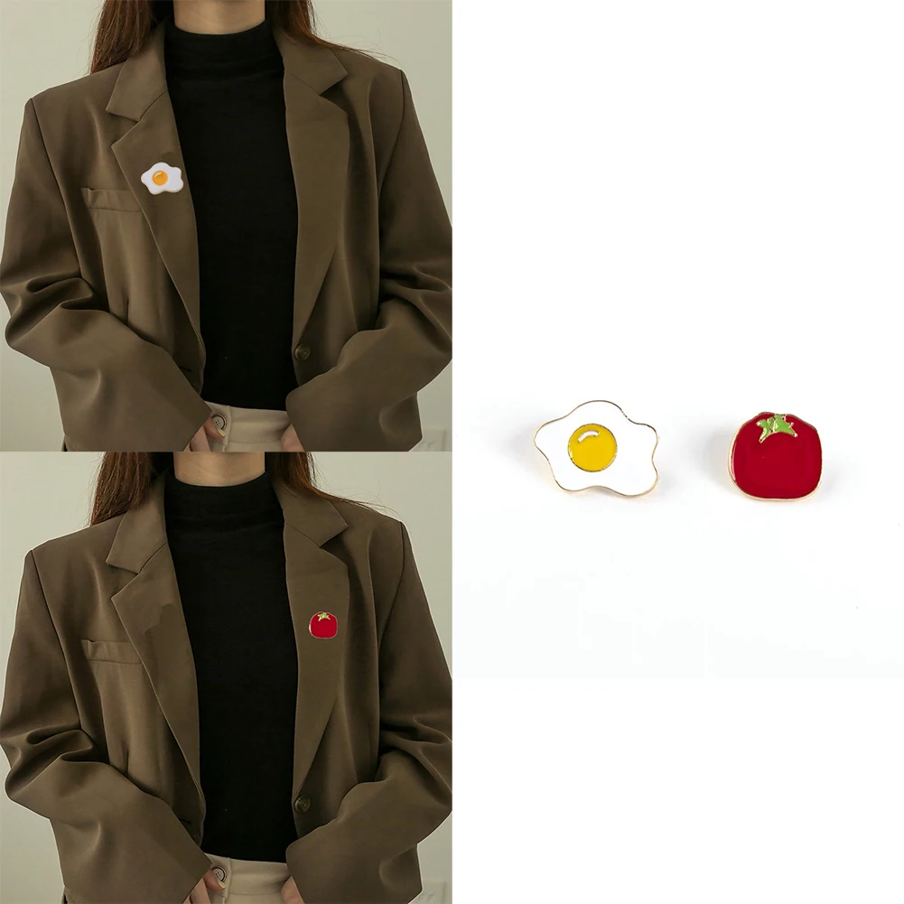 

Cute Tomato Egg Metal Enamel Pins Big Creative Fun Fashion Personality Badge Lapel Brooch Shirt Jewelry Gift Funny Brooches 1Pc