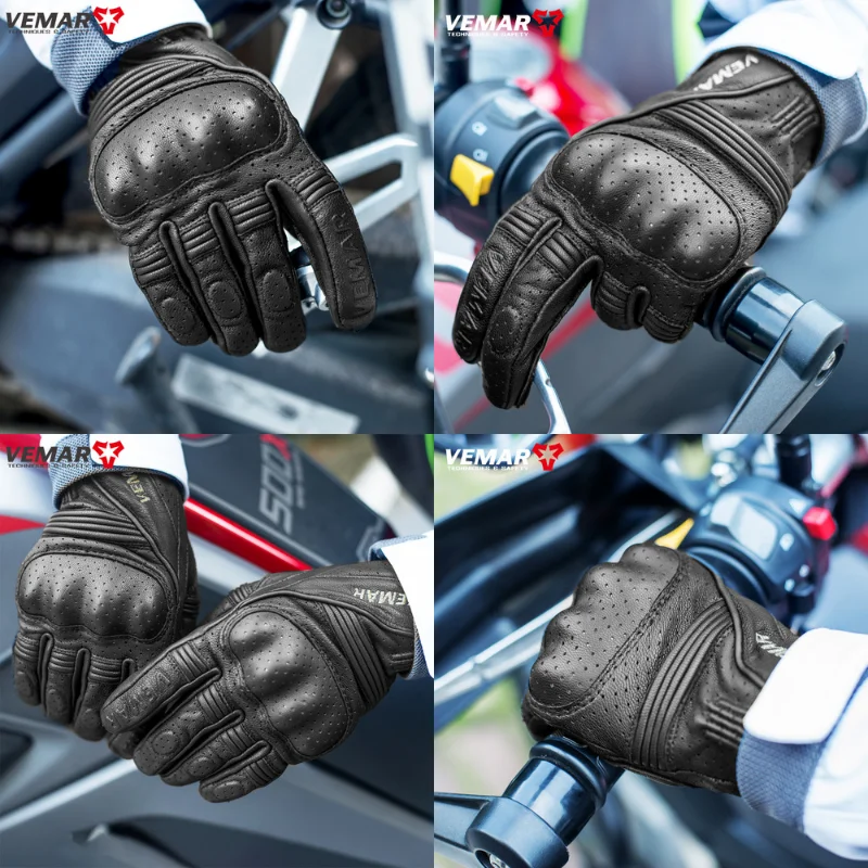 Винтажные мужские мотоциклетные перчатки VEMAR кожаные летние для мотокросса